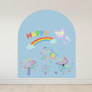 Magnetic Wall Decal Arch Set for Kids, 2025 New 40" x 32" Chalkboard for Magnetic Wall Decal Drawing Learning for Kids Playroom (Blue)