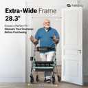 Helavo Extra Wide 28.3" Bariatric Upright Walker for Seniors, 500 lbs Capacity with 8 Flat-Free Solid Rubber Tires, Height Adjustable Stand Up Walker with Seat, All Terrain Heavy Duty Rollator