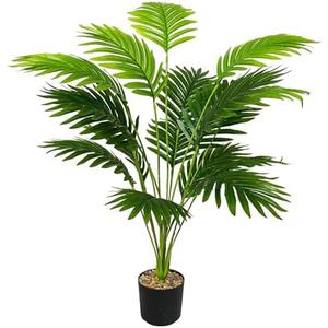 Zelihrdu Artificial Areca Palm Plant Silk Fake Potted Faux Tree in Pot for Indoor Outdoor Modern Decoration House Living Room Home Decor Wedding Office Floor Garden (21" Green)
