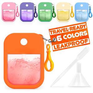 6Pcs Empty Travel Size Perfume Refill Bottle 1.28 oz  Refillable Perfume Bottle Travel Size for Purse with Colorful Silicone Case & Keychain, TSA-Compliant, Atomizer Great as Valentines Day Gift Idea