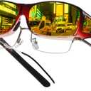 DUCO Night Driving Glasses Night Vision Glasses Fit Over Glasses for Men Women Polarized Anti-Glare Pro Yellow Lens 8953Y (B04-l Size Wine Red Frame Night Vision Lens)