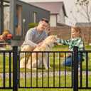 Outdoor Deck Fence Gate Kit, 32''H x 48''W Heavy Duty Steel Gate Anti-Rust Fence Door with Self-Closing Hinges and Latch for Railings, Patios, Gardens, Decks