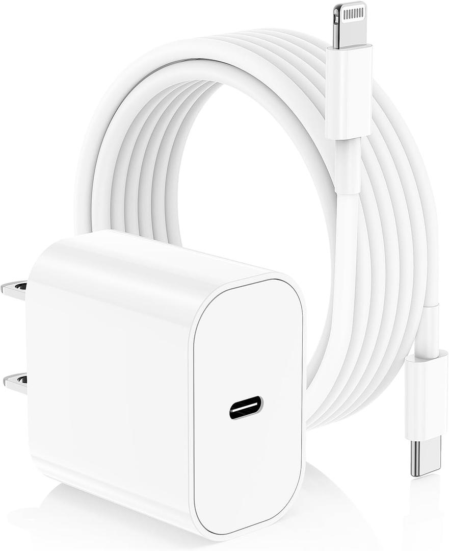 iPhone Fast Charger, Type C Wall Charger Block Plug and 10ft USB C to Lightning Charging Cable Cord Long, Power Adapter Cube Brick Box for Apple iPhone 14 Pro Max/14 Plus/14/13/12 Mini/11/XS Max/XR/X