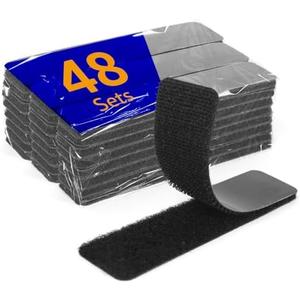 Pack of 4 BESTAPE 48 Sets 1 x 4 inch Adhesive Hook and Loop Fastener Strips, Heavy Duty, Double-Sided Hook and Loop for School, Classroom, Office, and Home Use, Black,