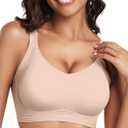 OEAK Womens Seamless Push Up Bras No Underwire Full Coverage Anti Sagging Comfortable Bras V Neck Bra Wireless Everyday Bra (Medium, Nude)
