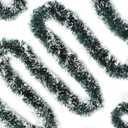 50FT Green Christmas Tinsel Garland, Xmas Metallic Tinsel Twist Hanging Garland for Christmas Tree Indoor and Outdoor Holiday Party Decoration (Green White)