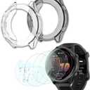 Compatible for Garmin Forerunner 570 47mm Screen Protector, Case TPU Soft Frame Cover and TPU Screen Protective Film Not Tempered Glass (Pack of 4+2)(No't of 42mm)