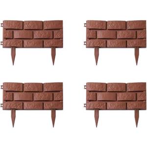 4Pcs Plastic Garden Fence, Flower Bed Edging Borders Landscape Border, 7 inches Tall Bricks for Landscaping for Yard