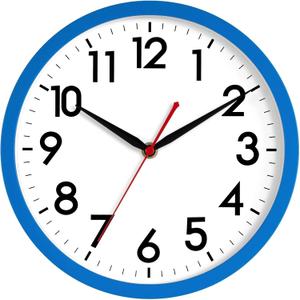 AKCISOT 12 Inch Wall Clock Silent Non Ticking Modern Wall Clocks Battery Operated, Analog Classic Clock Decorative for Bedroom, Kitchen, Home Office, Bathroom, School, Living Room(Blue)
