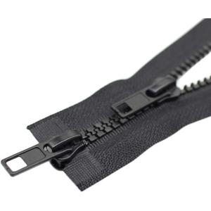 YaHoGa 2PCS 44 Inch #5 Two Way Separating Jacket Zipper for Sewing Jacket Coat Molded Plastic Zippers Bulk (44" TW Black)