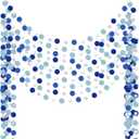 Outus 10 Pieces Silver Round Dots Garland Graduation Party Hanging Decor Each Length 13.1ft Glitter Paper Dot Streamers for Birthday Wedding Classroom Supplies (Blue)