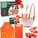 Cooking Essentials Set - 9 Pc. Kit Includes Recipes, Apron, Cutting Board, Mixing Bowl, Measure Cups, Spoons, Homemade Holiday Gifts