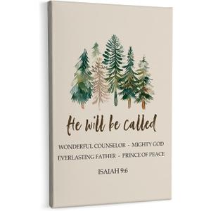 HIWX Christian Christmas Wall Art Decor, He Will Be Called Christmas Framed Canvas Painting Wall Art Decor, Isaiah 9 6 Bible Verse Christmas Wall Art Home Decoration For Bedroom Living Room 16x24