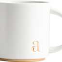 COLLECTIVE HOME - Monogram Ceramic Mugs, 15 oz Golden Initial Coffee Cups, Elegant Alphabet Tea Mugs, Elegant Personalized Mug with Gift Box, Luxurious Cups for Office and Home (a)