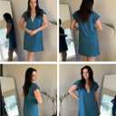 Ekouaer Nightgowns for Women Flare Short Sleeve Sleepshirt Guipure Lace V Neck Sleepwear Soft Pj Dress Night Shirt S-3XL (Blue, S)