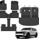 Floor Mats Custom for Kia Telluride 2027 Gas Only (Not for Hybrid) 7&8 Seater Trunk Mat with Backrest Mat All Weather TPE Full Set Liners Cargo Protector for Telluride 2027 Fuel Accessories, Black