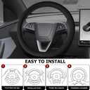 Microfiber Leather Universal 14.5-15 inch Steering Wheel Cover,Easy to Install Non-Slip Breathable Steering Wheel Protector Black