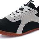 WHITIN Women's Wide Barefoot Sneakers | Retro Track-Inspired Trainer | Zero Drop Lifestyle, 37.5 Black Gum