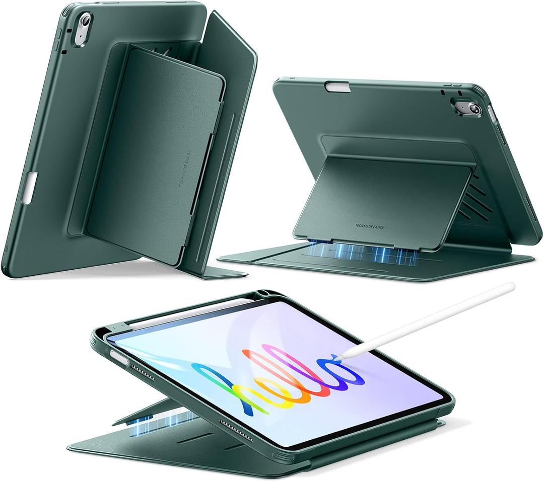 ESR for iPad A16 Case, iPad 11th/10th Generation Case (2025/2022), Vertical Stand Cover, Multi Stand Angles, Ultra-Stable Cover with Pencil Holder, Flip Series, Green