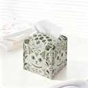 Cat Tissue Box Holder, Sage Green Floral Leather Tissue Box Cover Square, Paper Napkins Everyday Dispenser Accessories for Bathroom Vanity Countertop Night Stands Kitchen Office Home Decor
