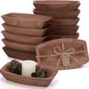 Tioncy 12 Pcs Wooden Dough Bowls Bulk Rustic Decorative Wood Dough Bowls Bulk for Decor with Card, Hand Carved Paulownia Wood, for Home Decor Wedding Gifts Crafts Farmhouse Tray(Boat Shape)