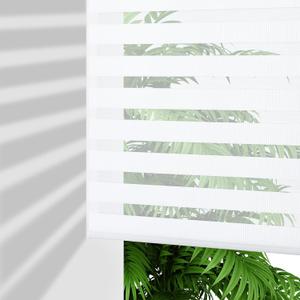 Joydeco Cordless Zebra Blinds for Windows, Dual Layer Light Control Window Blinds with Light-Proof Aluminum Cover, Free-Stop Roller Shades for Home & Office (White,46" W x 75" H)