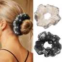 CAKURE Scrunchies Fancy Hair Ties Lace Hair Scrunchie Hair Accessories for Women (Pack of 2)