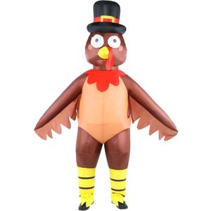 Kofero Christmas Elf Inflatable Costume Adult Men Women Xmas Funny Blow Up Full Body Costumes Halloween Holiday Party Outfit (Brown)