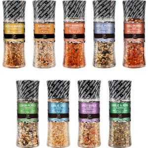 Soeos Spice Seasoning Set of 9 with Integrated Grinders, Individual Spice Grinder, Pure and Fresh Perfect for BBQ Seasoning Gift Set, Grilling Spice, Pepper Grinder,colorful, 16.28 Ounce (Pack of 1)