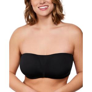 HSIA Strapless Bra for Big Bust Women, Anti-Slip Full Coverage Bandeau Plus Size Fiery Bra Underwire Support for Large Breast (Black, 34C)