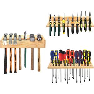 Stepstall 3 Pack Tool Organizers and Storage, Wooden Screwdriver Organizer Wall Mount, Pliers Rack Hammer Screwdriver Holder Tool Rack for Garage Shed Workshop