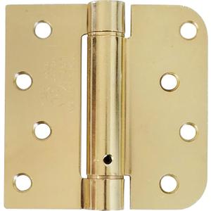 Hinge Outlet Spring Self-Closing Hinges, 4 Inch Square with 5/8 Inch Bright Brass, Adjustable Door Closing, 2 Pack (4" x 4" with 5/8" Square radius (Pack of 2), Bright Brass)
