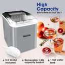 Nostalgia Thermostar Automatic Self-Cleaning Portable Electric Countertop Ice Maker Machine, 26 Pounds in 24 Hours, 9 Ice Cubes Ready in 7 Minutes, with Ice Scoop and Basket, Silver