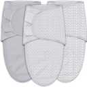 SWEET DOLPHIN 3-Pack Baby Swaddle Sleep Sacks - Newborn Swaddle Blanket with Soft Cotton - Ergonomic Wrap for Boys and Girls, 0-3 Months, Grey (Gray)