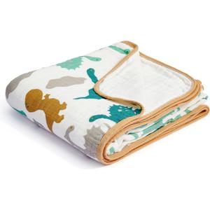 ZPECC Muslin Baby Blanket Thicker, 30x40 Organic Cotton Newborn Receiving Quilt Hypoallergenic for Baby Essentials Swaddle Crib Stroller, Dinosaur