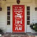 Likjad Christmas Snowman Xmas Door Covers Banners Photography Background Backdrop for Front Porch Farmhouse Home Indoor Outdoor Decoration, 35 * 79 Inch