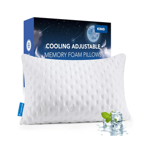 Cooling Side Sleeper Pillow for Adults, Firm Bed Pillow for Side Sleepers Neck and Shoulder Pain, Luxury Shredded Memory Foam Pillow Set of 1 Adjustable King Size Washable Cover Original White