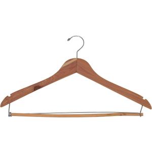 Household Essentials CedarFresh Cedar Coat Hangers, Pack of 4, 100% Eastern Red Cedar, Lockable Crossbar, Slip-Resistant Notches, and Chemical-Free Moth Deterrent, Non-Staining, Natural