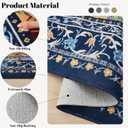 Bohemian Geometric Floral Runner Rug 2x6, Machine Washable, Soft Low Pile, Non-Slip Carpet for Laundry, Bedroom, Bathroom, Entryway | Blue