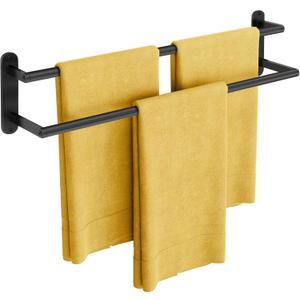 Towel Racks for Bathroom, Double Towel Bar 24Inch, Stainless Steel Bathroom Towel Holder, Double Towel Rod Wall Mounted Towel Hanger, Bathroom Towel Rack(Matte Black)