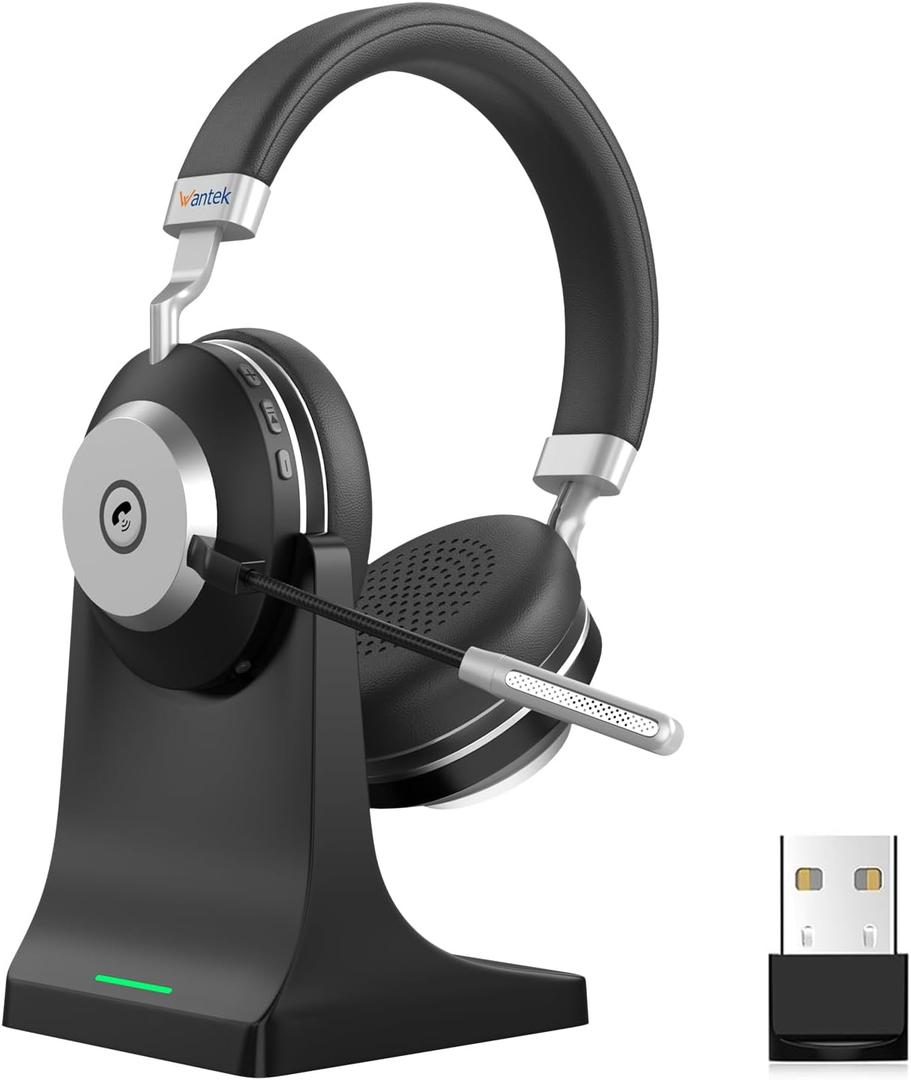 Wireless Headset with Mic for Work, Bluetooth Headset with Microphone (AI Noise Cancelling), 60 Hours Woktime Wireless Headphone for Work from Home/Call Center/Office/PC/Laptop/Computer/Zoom/Teams (BT-88)