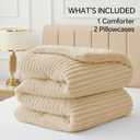 BEDELITE Fleece King Comforter Set -Super Soft & Warm Fluffy Beige Bedding, Luxury Fuzzy Heavy Bed Set for Winter with 2 Pillow Cases