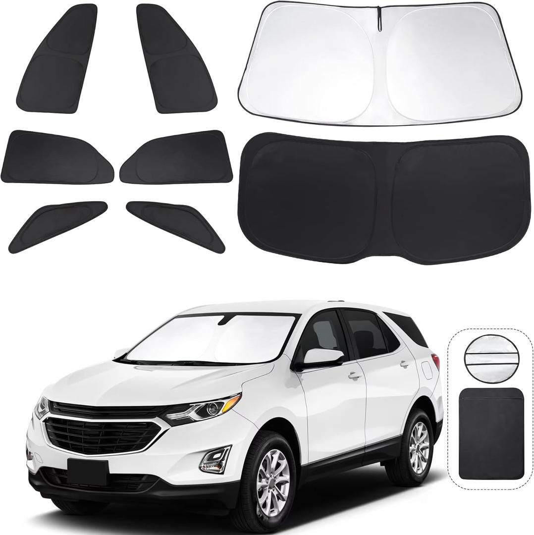 Window Shades for Chevrolet/Chevy Equinox 2018-2024 Accessories Car Side Full Windows Rear Triangular Windshield Sun Shade Sun UV Rays & Privacy Protection for Camping,Napping,and Relaxing 8PCS