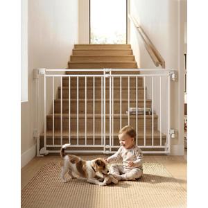Extra Wide Baby Gate for Stairs Doorways & Kitchen, 32"-54" W x 29" H, No Bottom Bar Dog Gate, One-Handed Auto-Close, Hardware Mount Safety Gate for Dogs & Toddlers, White