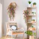 Artificial Hanging Flowers Plants for Outdoor Spring Summer Decoration,2 PCS Faux Silk Daisy with Eucalyptus Leaves, UV Resistant Look Real for Outside Home Planter Porch Patio Balcony Yard Decor