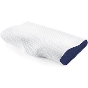 Memory Foam Pillow Slow Rebound Soft Memory Sleeping Pillow Butterfly Shaped Relaxing Cervical Pillow for Side Back Abdominal Sleepers (One Size, White)