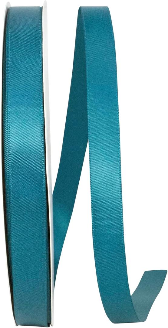 Reliant Ribbon 4950-916-03C Double Face Satin Ribbon, 5/8 Inch X 100 Yards, Teal