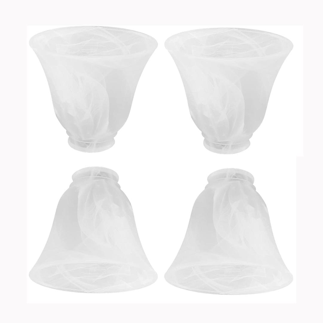 4 Pack Ceiling Fan Replacement Glass Shade 2-1/4 inch Fitter, Glass Light Cover White Alabaster Glass Globe for Chandelier, Bathroom Vanity Light Fixture, G0108