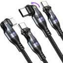 Duo Pivot USBC to USB C Cable 2-Pack Dual Rotating 180 Degree Type C Charging Cord 240W PD Fast Charging - Great for MacBook, iPad, iPhone, Galaxy, Steamdeck, and More