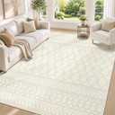 6x9 Area Rug For Living Room, Washable Beige Rugs Non Slip Low Pile